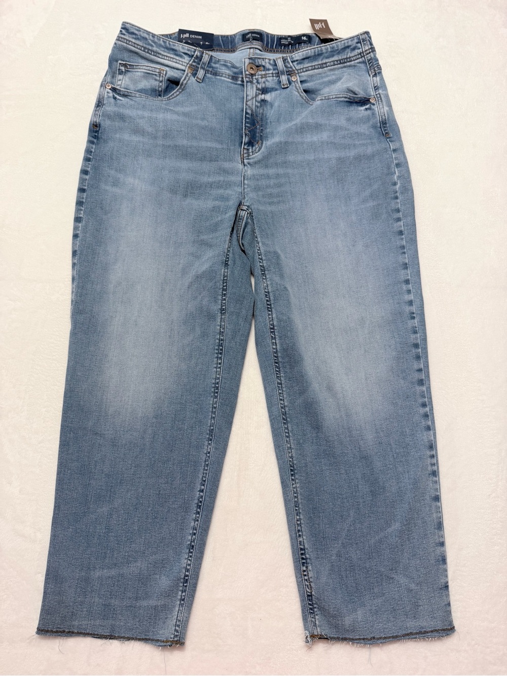 NWT J.Jill Straight Leg Crop Jeans Size 16 Surrey Wash Raw Hem